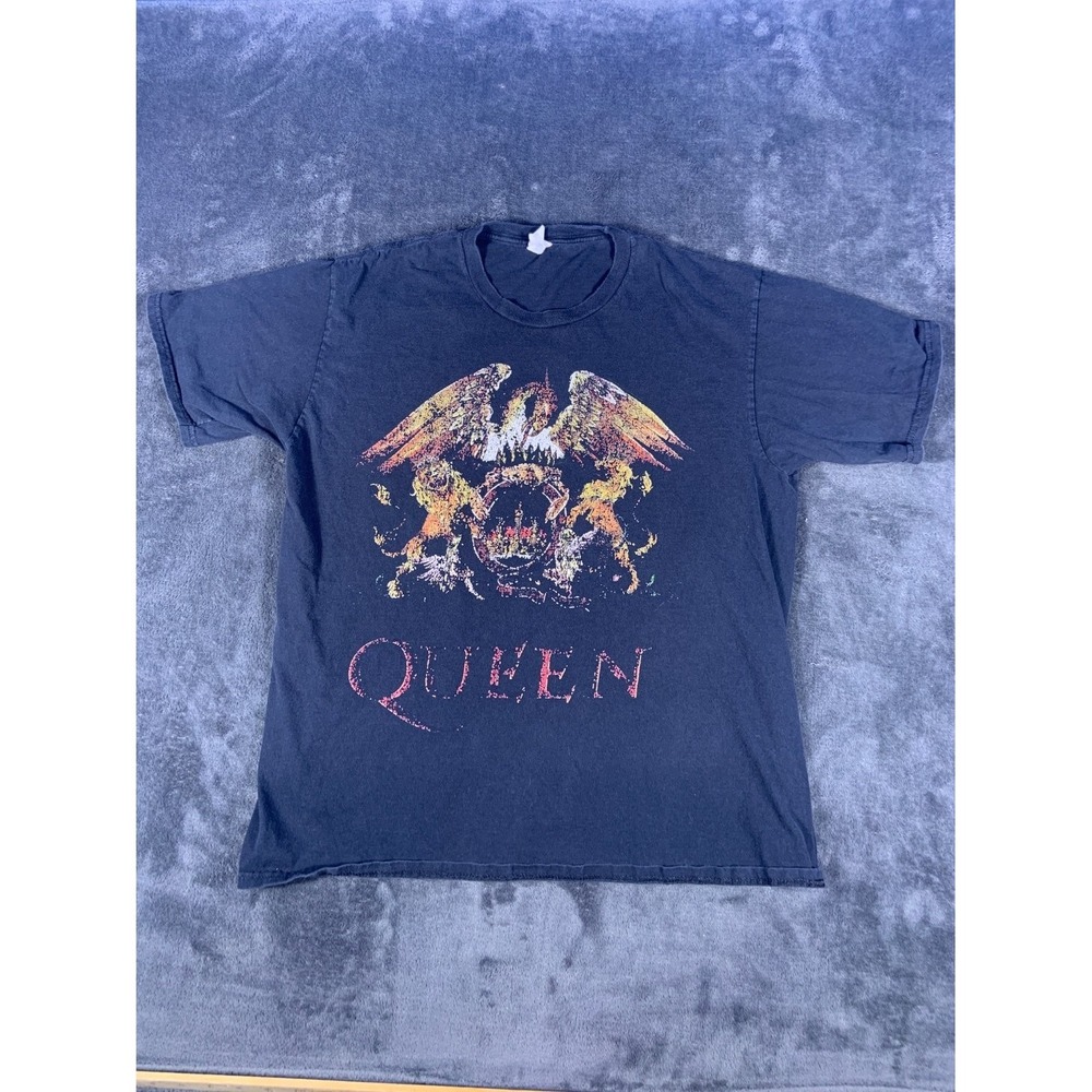 Queen Band Classic Crest Logo Graphic T-Shirt Black Men's Size Large L